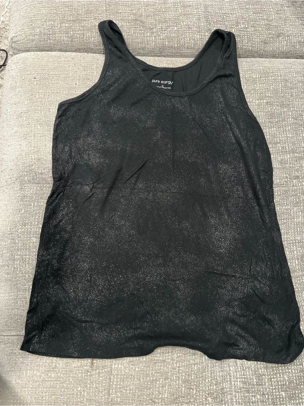 Pure Energy Metallic Black Tank Top. E10